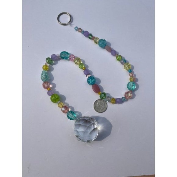 Beaded Suncatcher Pastel Multicolor Crystal Prism Hanging Patio Decor Yard Art - Picture 3 of 9